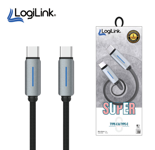 LOGILINK TYPE C TO TYPE C NYLON FAST CHARGING DATA