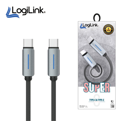 LOGILINK TYPE C TO TYPE C NYLON FAST CHARGING DATA