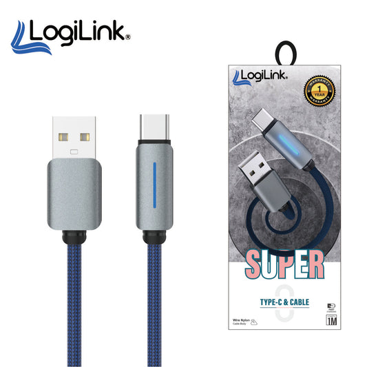 LOGILINK USB TO TYPE C NYLON FAST CHARGING DATA CA